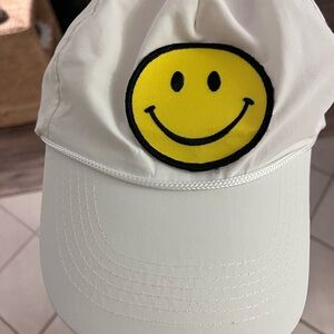 Aviator Nation White Cap with Yellow Smiley Face EUC